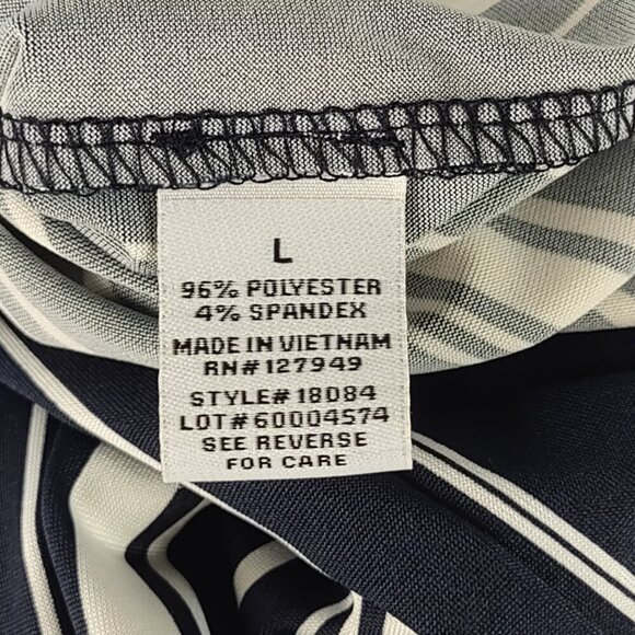 Emma & Michele Blue White Stripe Jersey V Neck Wide Leg Jumpsuit Size Large - Picture 13 of 14